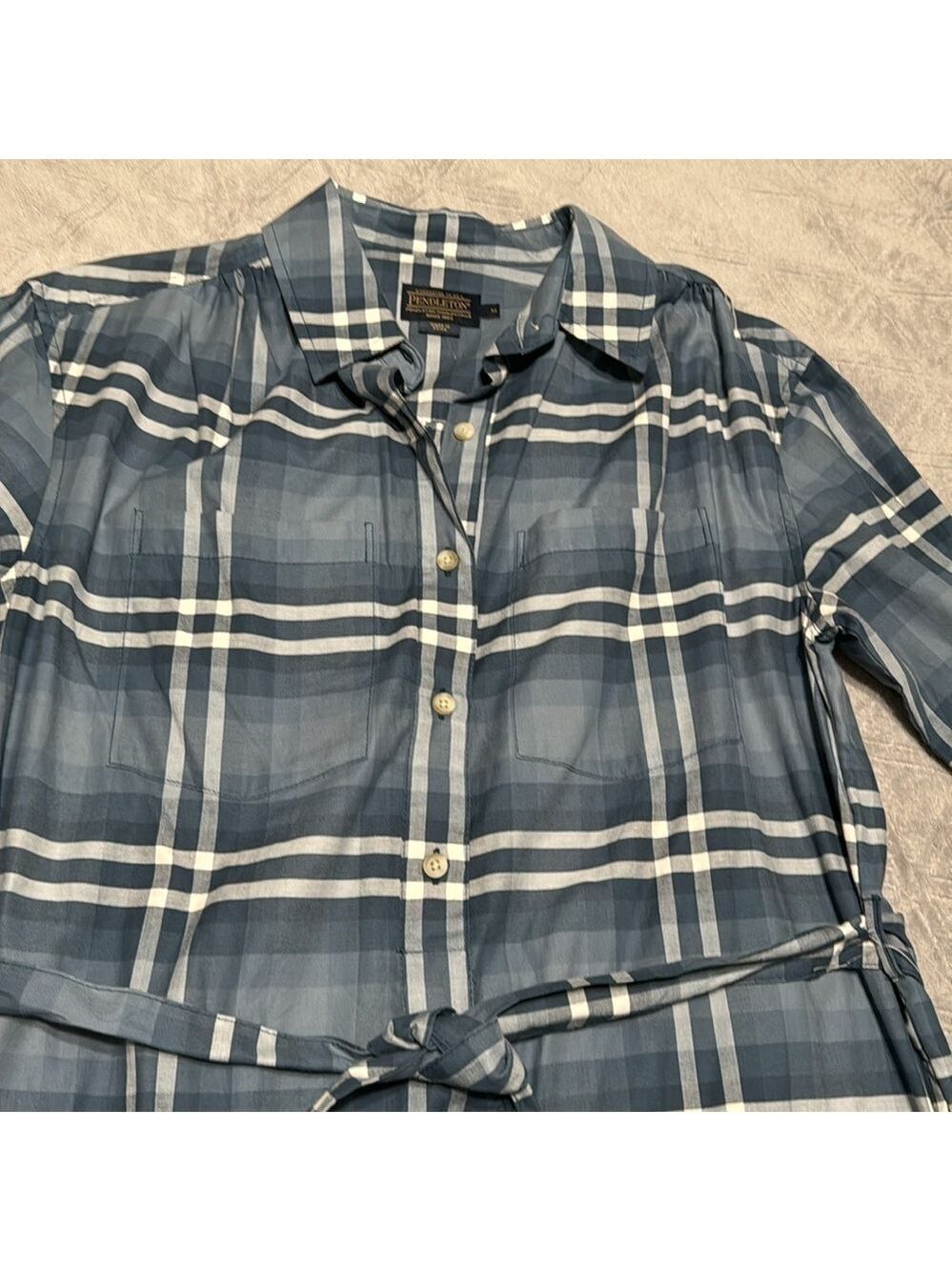 Cotton plaid shirt dress - Picture 5 of 9